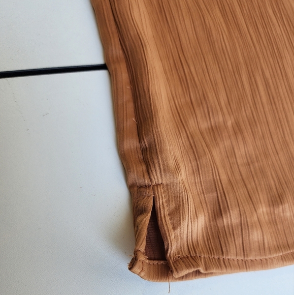 Nine West Brown Tan Womens Boho Sleeveless Satin Knot Detail Textured Top XL - Picture 10 of 13